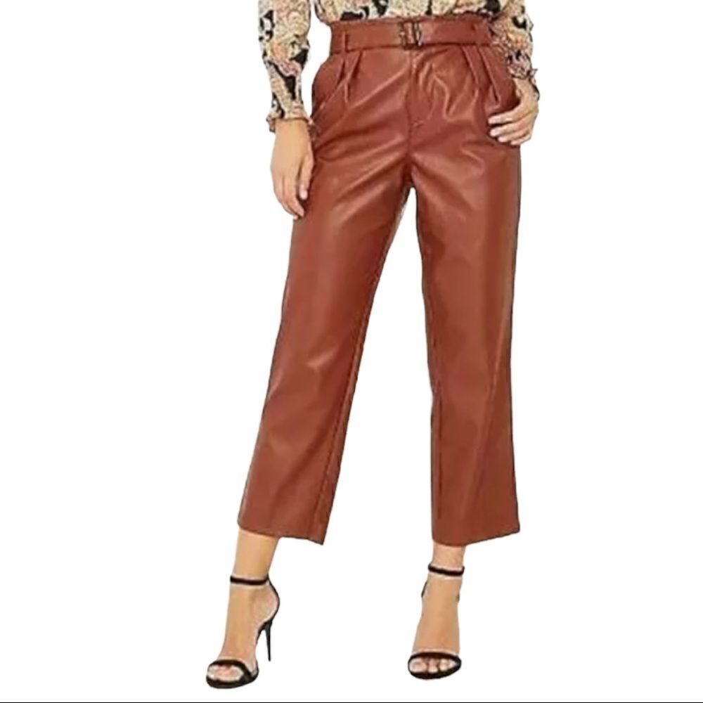 Who What Wear fired brick color faux leather pants